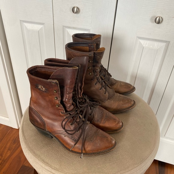Lot of 2 Leather Boots - Picture 3 of 10